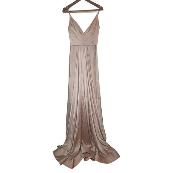 NWTs La Femme Strappy Back Satin Ballgown Size 2 - Picture 9 of 11